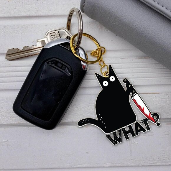 🆕 Women Black Cat Metal Keychain Cute Funny Bag Charm Designed Lovers Scratches - Picture 5 of 5